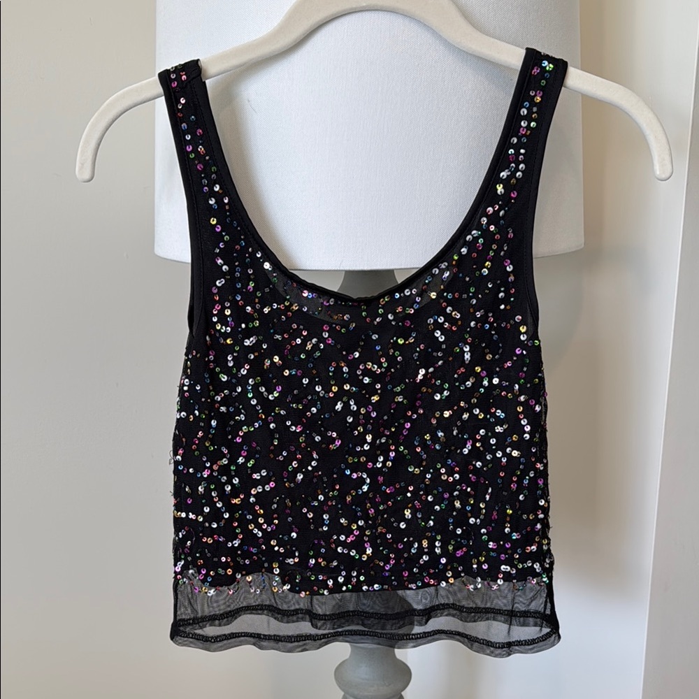 Black Sequin Crop Top